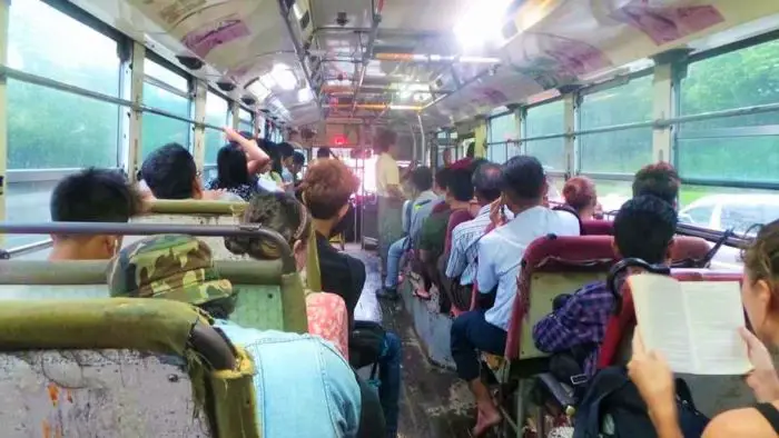 A local bus in Yangon