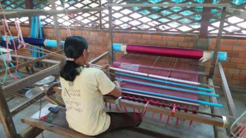 Local women making silk products