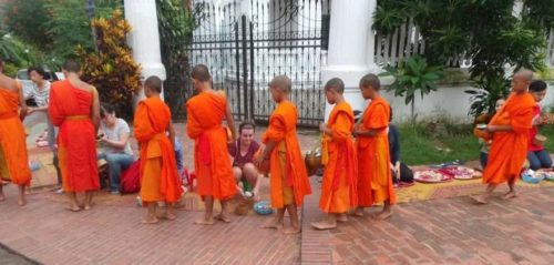 Tak bat in Luang Prabang, Laos