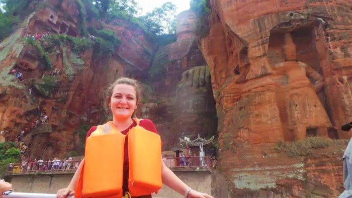 View of the Giant Leshan Buddha from the Boat, China