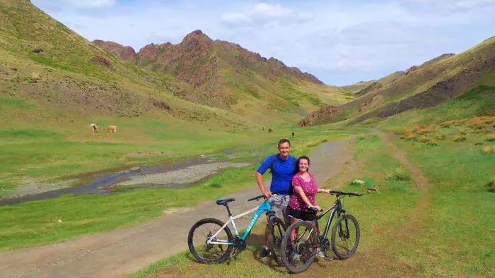 Cycling through Yolyn Am, Mongolia