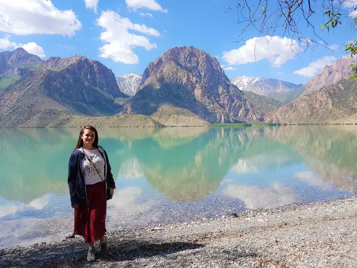 The Fann Mountains and lake at sunrise