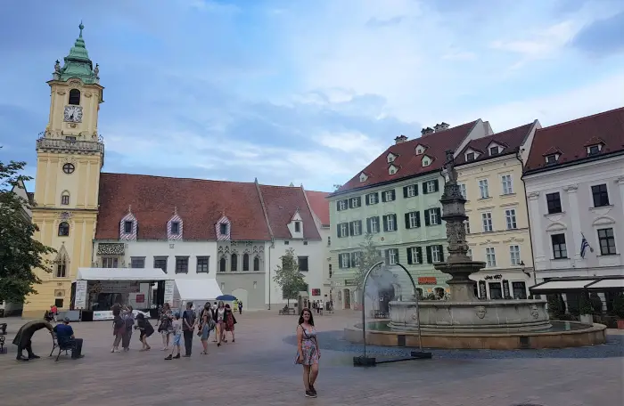 St. Charles' Colourful buildings in Bratislava, Slovakia