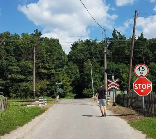 Modern train tracks to the love tunnel - Klevan, Ukraine