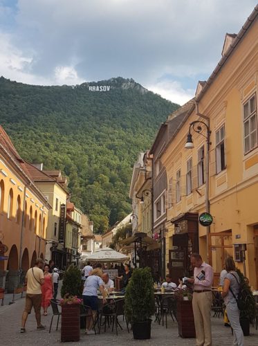 Strada Republicii Square in Brasov, Romania