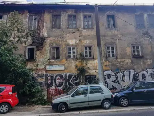 Bullet hole houses in Sarajevo, Bosnia