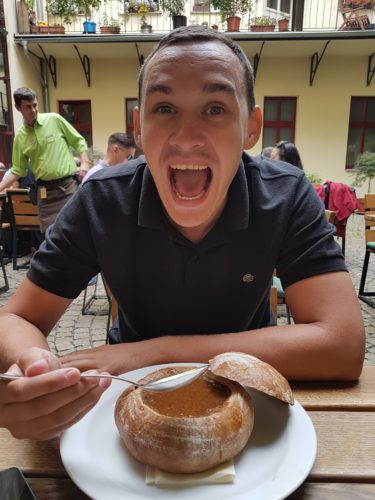 Bread bowl soup - 1 day in Prague, Czech Republic