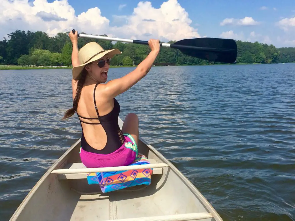 Nicola on a row boat