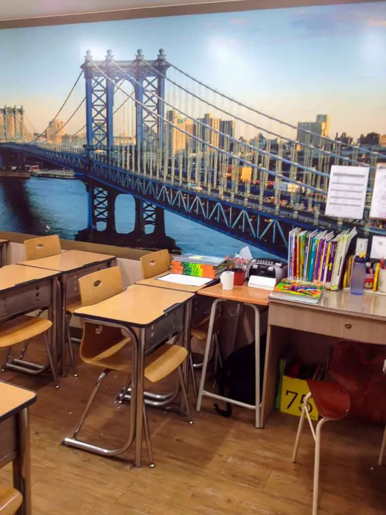 A South Korean classroom for teaching English