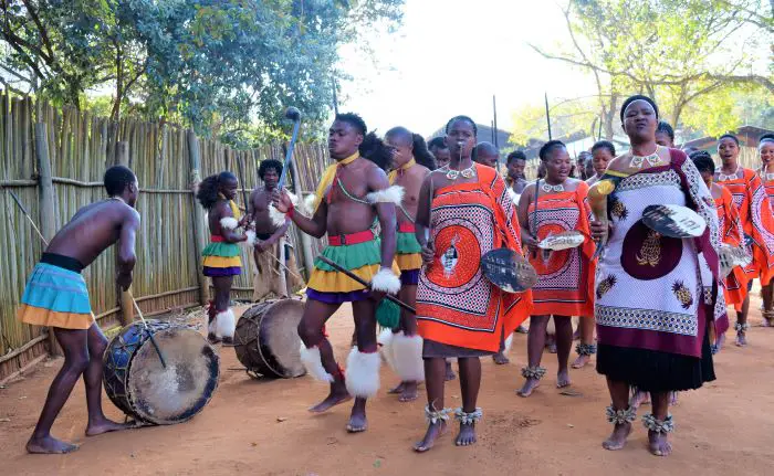 Cultural village dancers in Swaziland