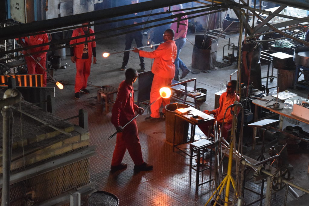 Watching glass being made at Ngwenya Glass Factory