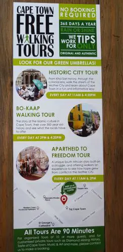 Different types of Cape Town free walking tours - South Africa
