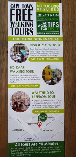 Cape Town free walking tours leaflet