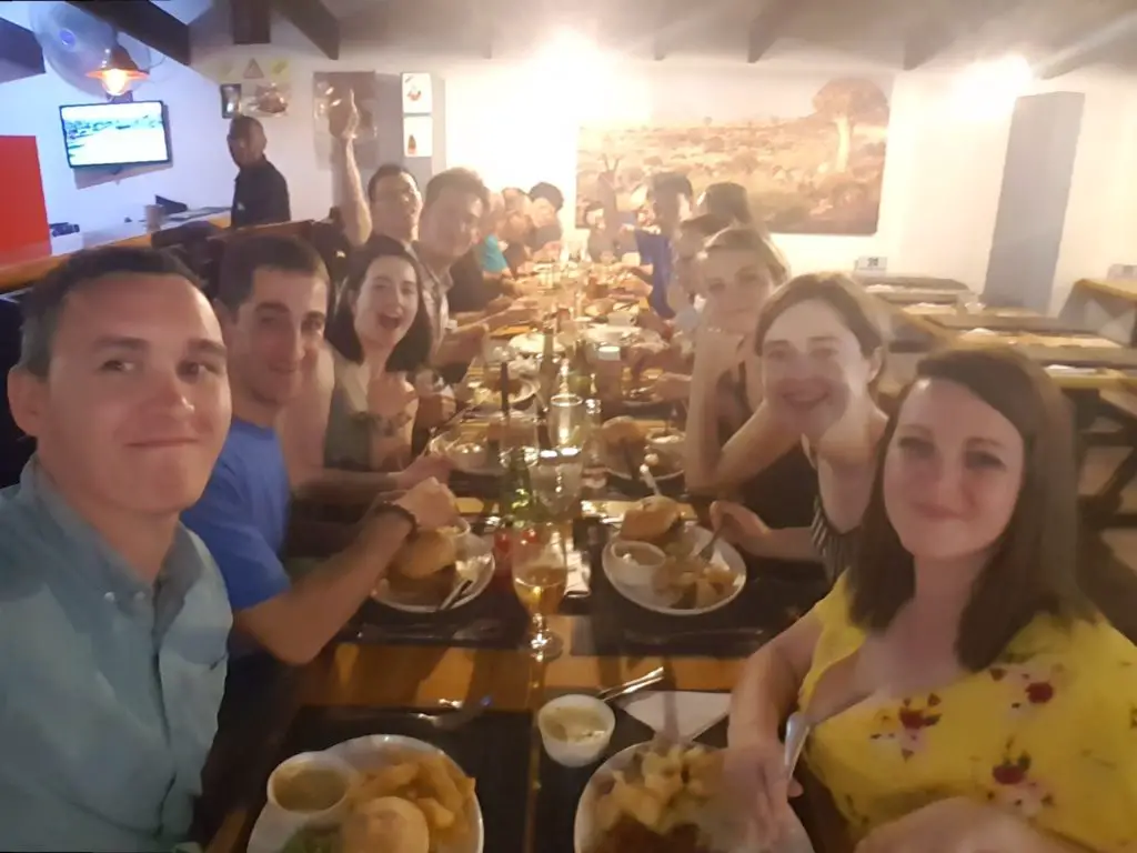 Group meal in Windhoek, Namibia