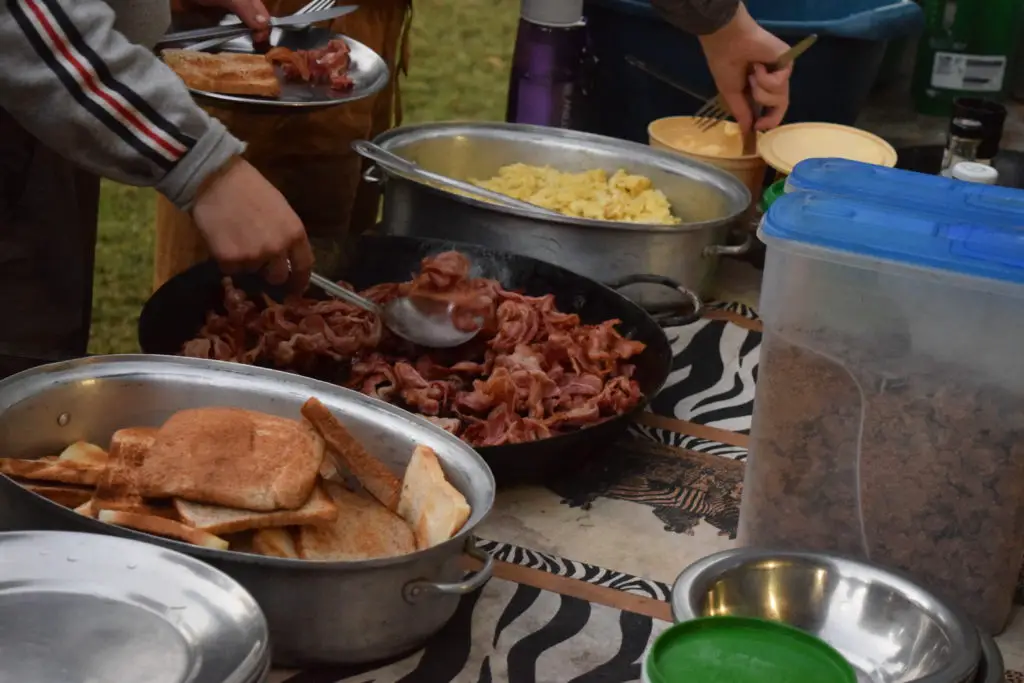 Breakfast time whilst on our overland tour in Africa