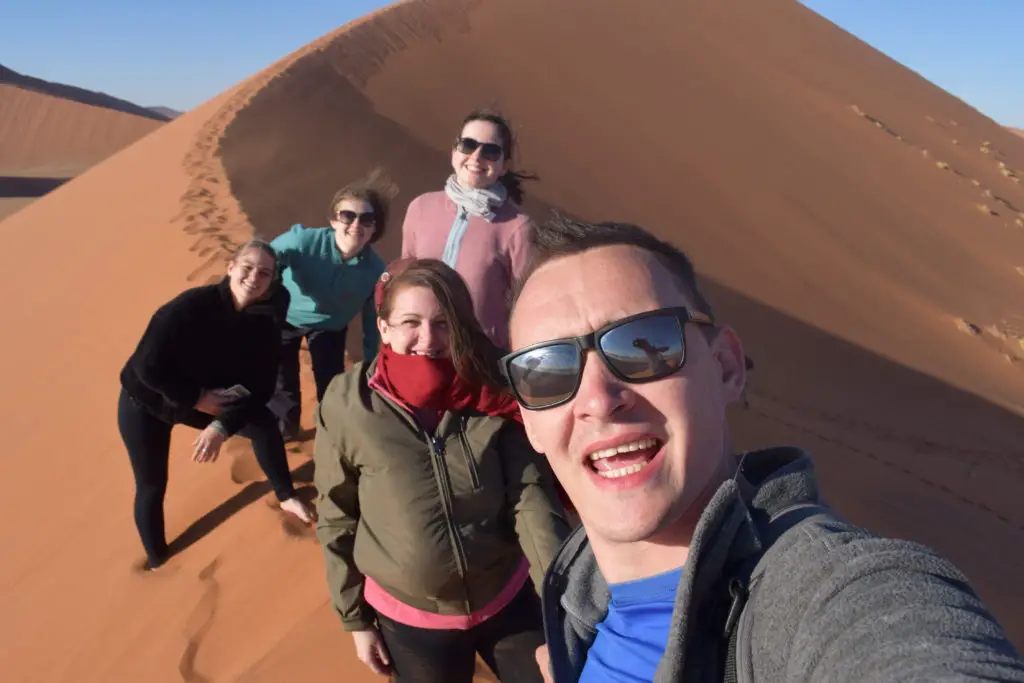 Climbing Dune 45 in Namibia