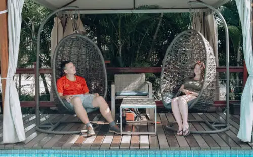 Relaxing in hammocks in St. Lucia, South Africa