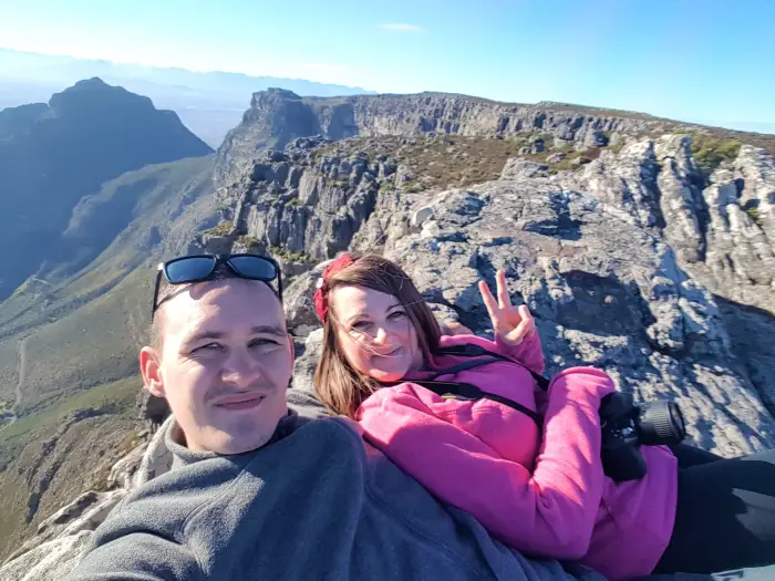 Katie & Jake at the top of Table Mountain in Cape Town, South Africa