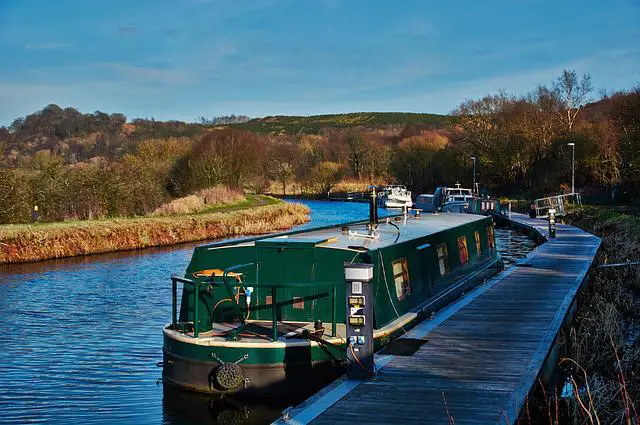 A canal boat on the canals in the UK