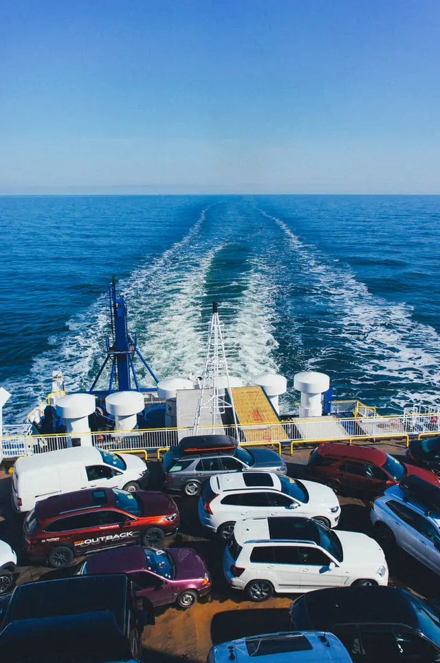 Vehicles on a cargo ship