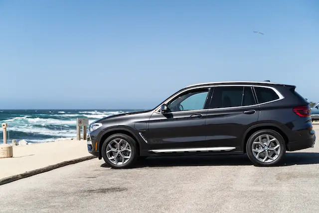 Black car parked at the beach