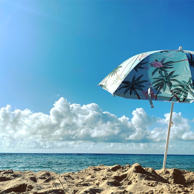 Beach and beach umbrella